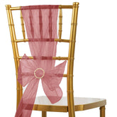 5 Pack Organza Chair Sashes Burgundy - Reusable Sheer Chair Bows 6"x108"