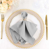 5 Pack Polyester 17"x17" Napkins Silver - Durable & Wrinkle Resistant Dinner Napkins