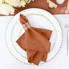 5 Pack Polyester 17"x17" Napkins Terracotta (Rust) - Durable & Wrinkle Resistant Dinner Napkins