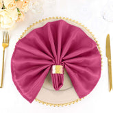 5 Pack Polyester 20"x20" Napkins Fuchsia - Wrinkle Resistant & Easy Care Cloth Napkins