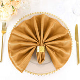 5 Pack Polyester 20"x20" Napkins Gold - Wrinkle Resistant & Easy Care Cloth Napkins for Special Occasions