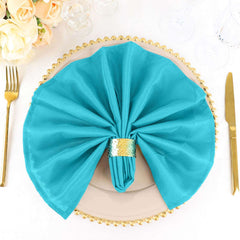 5 Pack Polyester 20"x20" Napkins Turquoise - Wrinkle Resistant & Easy Care Cloth Napkins