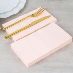 50-Pack Paper Napkins Soft Blush - Disposable 2-Ply Cocktail and Beverage Napkins for Weddings