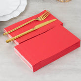 50-Pack Paper Napkins Soft Red - Disposable 2-Ply Cocktail and Beverage Napkins for Weddings