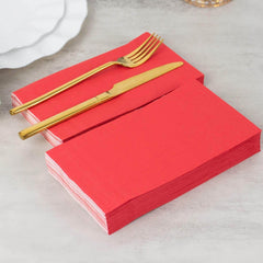 50-Pack Paper Napkins Soft Red - Disposable 2-Ply Cocktail and Beverage Napkins for Weddings