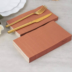 50-Pack Paper Napkins Soft Terracotta (Rust) - Disposable 2-Ply Cocktail and Beverage Napkins for Weddings