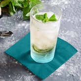50-Pack Paper Beverage Napkins Turquoise - 2 Ply Disposable Soft 18GSM Cocktail Napkins 5"x5"