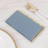 50-Pack Paper Dinner Napkins Dusty Blue with Gold Foil Edge 2 Ply - Stylish Disposable Napkins