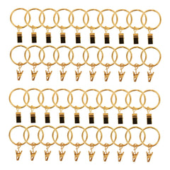 50 Pack Gold Metal Openable Curtain Clip Rings, Heavy Duty Rustproof Drapery Backdrop Clip Hangers - 1.5"