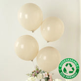 50 Pack Matte Pastel Beige Biodegradable Balloons 12", Round Eco-friendly Thick Latex Party Balloons