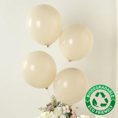 50 Pack Matte Pastel Beige Biodegradable Balloons 12", Round Eco-friendly Thick Latex Party Balloons