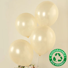 50 Pack Matte Pastel Cream Biodegradable Balloons 12", Round Eco-friendly Thick Latex Party Balloons