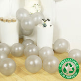 50 Pack Silver Biodegradable Balloons, 12" Thickened Extra Strong Eco-friendly Latex Helium Party Balloons