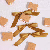 50 Pcs 3" Satin Ribbon Bows With Twist Ties, Gift Basket Party Favor Bags Decor - Gold Classic Style