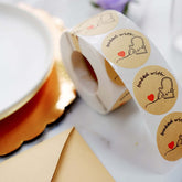 500Pcs 1.5" Baked With Love Stickers Roll, Cookie and Bakery Box Labels - Round