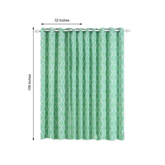 2 Pack White Mint Lattice Print Thermal Blackout Curtains With Chrome Grommet Window Treatment Panels - 52"x108"
