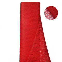 54"x15 Yards Red Floral Lace Shimmer Tulle Fabric Bolt