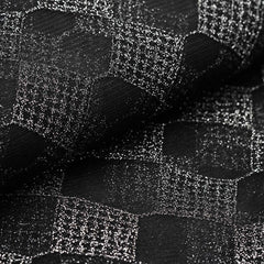 54"x4 Yards Black Silver Buffalo Plaid Polyester Fabric Roll, Checkered Netting DIY Craft Fabric Bolt