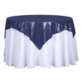 54"x54" Navy Blue Sequin Square Tablecloth
