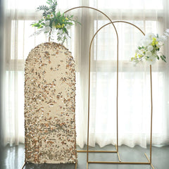 5ft Sparkly Champagne Double Sided Big Payette Sequin Chiara Backdrop Stand Cover For Fitted Round Top Wedding Arch