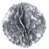 6 Pack 16" Silver Tissue Paper Pom Poms Flower Balls, Ceiling Wall Hanging Decorations