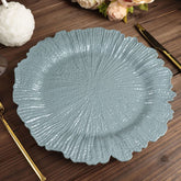 6-Pack Acrylic Plastic Round Charger Plates 13" in Dusty Blue with Reef Design, Dinner Charger Tableware