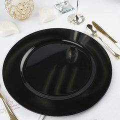 6-Pack Acrylic Round Charger Plates 13" in Black, Dinner Party Decor Charger Tableware
