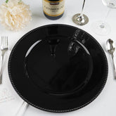 6-Pack Acrylic Round Charger Plates 13" in Black with Beaded Rim, Dinner Charger Event Tabletop Decor