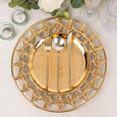 6-Pack Acrylic Round Charger Plates 13" in Metallic Gold with Hollow Semi Circle Rim, Plastic Decorative Charger Tableware