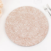 6-Pack Acrylic Round Charger Plates 13" in Rose Gold with Glitter Abstract Lines Pattern, Decorative Dinner Party Charger Tableware