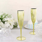 6-Pack Plastic Champagne Flutes in Metallic Gold - Classy Disposable Champagne Glasses for Toasting & Cocktail Parties 5oz