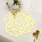 6-Pack Disposable Table Placemats in Metallic Gold Laser Cut Flower Design - 700GSM Cardboard Placemats for Glamorous Table Settings 13"