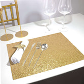 6-Pack Placemats Glitter Design Champagne Sparkle Rectangle - Non-Slip Decorative Dining Table Mats 12"x18"