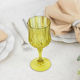 6-Pack Plastic Cocktail Goblets Green Transparent Crystal Cut - Shatterproof Drinkware 8oz