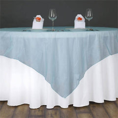 Organza 60"x60" Square Table Overlay Turquoise - Sheer Finish Table Topper