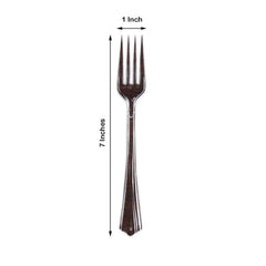 25 Pack 7" Clear Heavy Duty Disposable Forks with Fluted Handles, Plastic Silverware