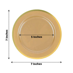 10-Pack Plastic 7" Round Appetizer Plates in Gold with Gold Rim - Sleek Disposable Salad Plates for Banquets & Special Occasions