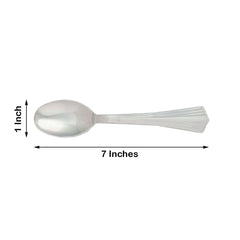 25-Pack Plastic Spoons Light Silver Heavy Duty with Fluted Handles - Reliable Disposable Cutlery 7"