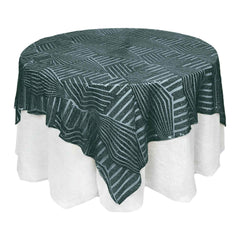 72" Square Hunter Emerald Green Diamond Glitz Sequin Table Overlay Topper