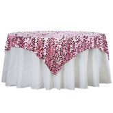 72"x72" Pink Big Payette Sequin Square Table Overlay