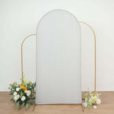 7ft Silver Shimmer Tinsel Spandex Chiara Backdrop Stand Cover For Fitted Round Top Wedding Arch