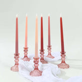 8-Pack LED Flickering Lighting Mixed Pink - Flameless Battery Operated Taper Candles 11"