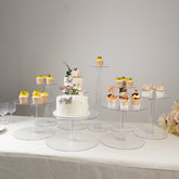 8-Tier Acrylic Cake Stand Set Clear - Sturdy & Lightweight Cupcake Holder Dessert Pedestal Centerpiece Risers in Assorted Sizes for Modern Minimalist Buffet Party Tables