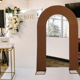 8ft Cinnamon Brown Spandex Fitted Open Arch Wedding Arch Cover, Double-Sided U-Shaped Backdrop Slipcover