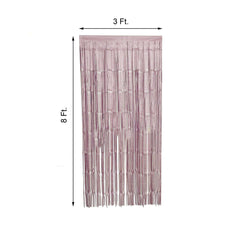 8ft Dusty Rose Metallic Tinsel Foil Fringe Doorway Curtain Party Backdrop