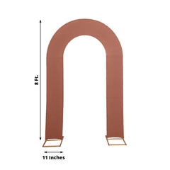 8ft Terracotta (Rust) Spandex Fitted Open Arch Wedding Arch Cover, Double-Sided U-Shaped Backdrop Slipcover