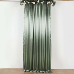 8ftx10ft Dusty Sage Green Satin Event Curtain Drapes, Backdrop Event Panel