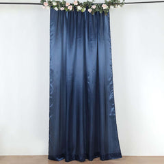 8ftx10ft Navy Blue Satin Event Curtain Drapes, Backdrop Event Panel