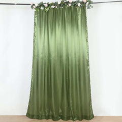 8ftx10ft Olive Green Satin Event Curtain Drapes, Backdrop Event Panel