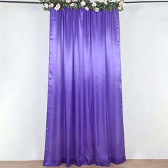 8ftx10ft Purple Satin Event Curtain Drapes, Backdrop Event Panel